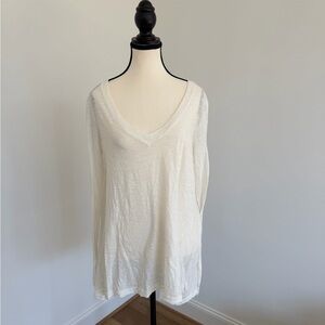 🤍 We the Free White Cotton Long-Sleeve V-Neck | Size M 🤍